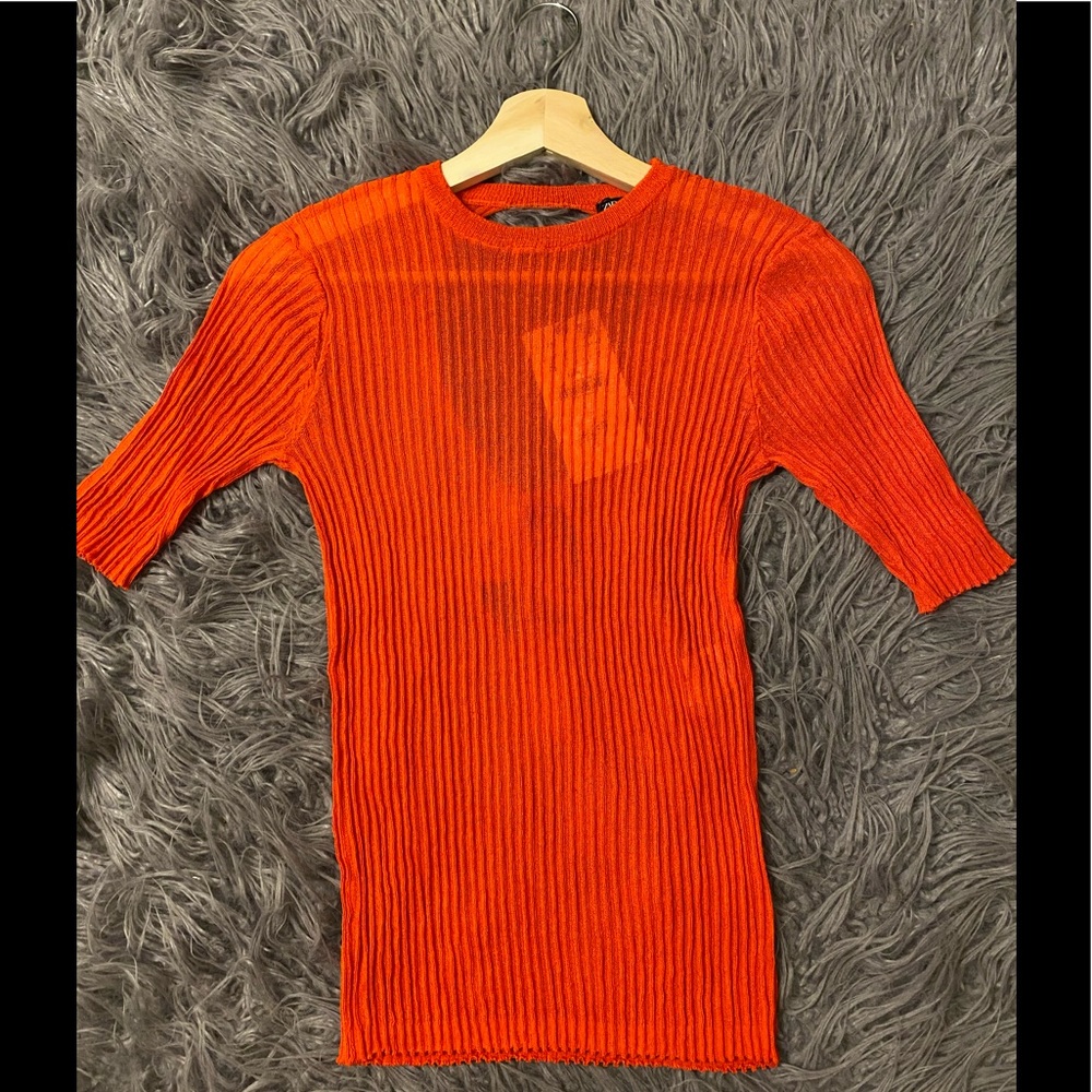 Zara red sheer cut out sweater top